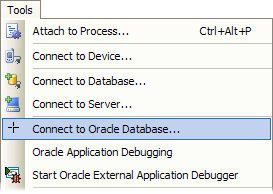 Connect to Oracle Database menu entry