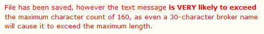 Text Length Warning Message